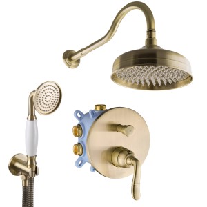 PaulGurkes Duschsystem Antik Set Unterputz Regendusche im Retro Design.