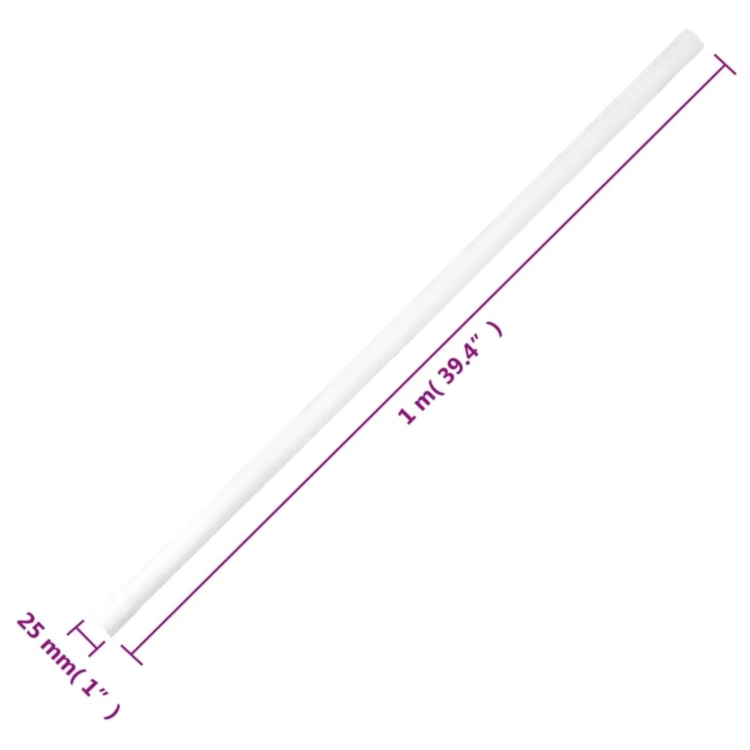 Weißes Installationsrohr aus PVC, 25 mm Durchmesser, 1 m Länge. Ideal zur Kabelverlegung.