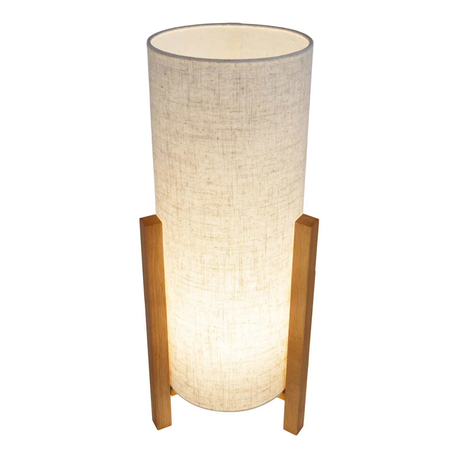 Näve Tischleuchte Matilda mit Leinen-Schirm und Holzfuß, 52cm hoch.