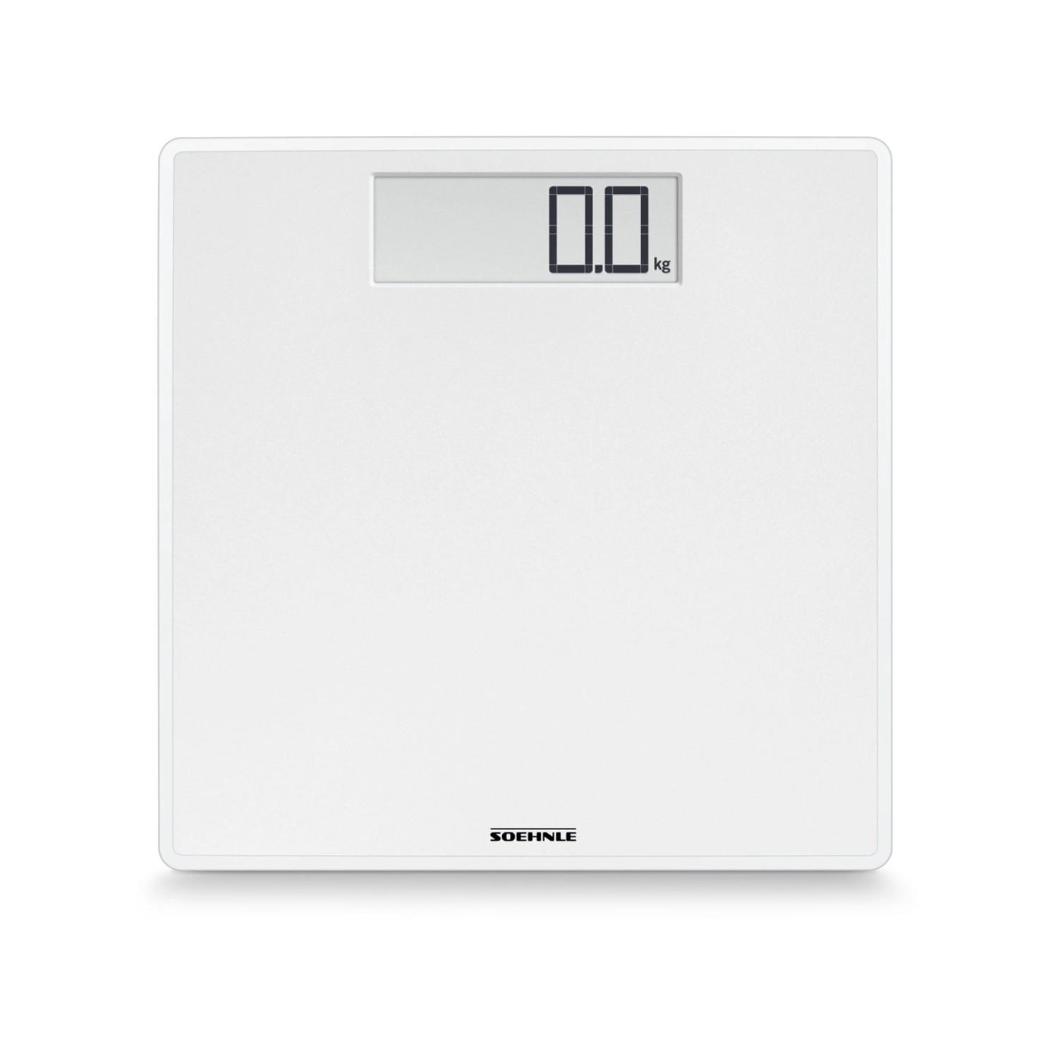 Weiße Leifheit Digital Personenwaage Style Sense Safe 100 mit LCD-Anzeige, 31x31 cm.