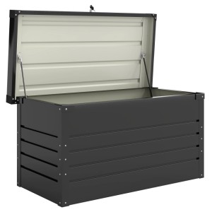 Furnicato Gartenbox Metall 350l Kissenbox Mit Doppelwandig Deckel 120 X 61 X 62 cm Wasserdicht Abschließbar Grau