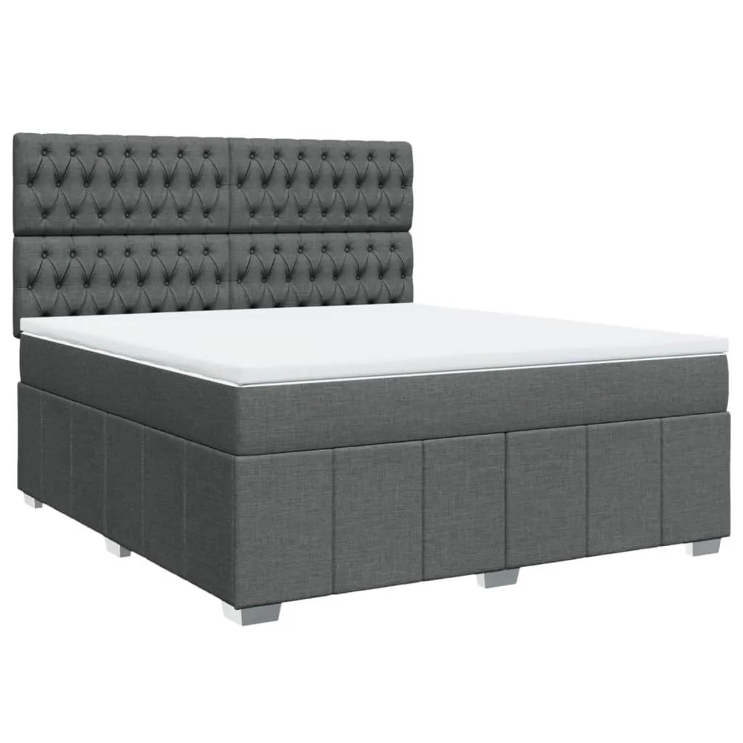 vidaXL Boxspringbett mit Matratze Dunkelgrau 180x200 cm Stoff 3294055