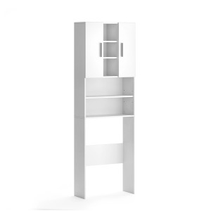 Weißer Vicco Waschmaschinenschrank Luis (190x64 cm) mit Regalfächern und Schranktüren.