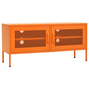 VidaXL TV-Schrank, orange, 105x35x50 cm, Stahl, mit Gittertüren und Füßen.