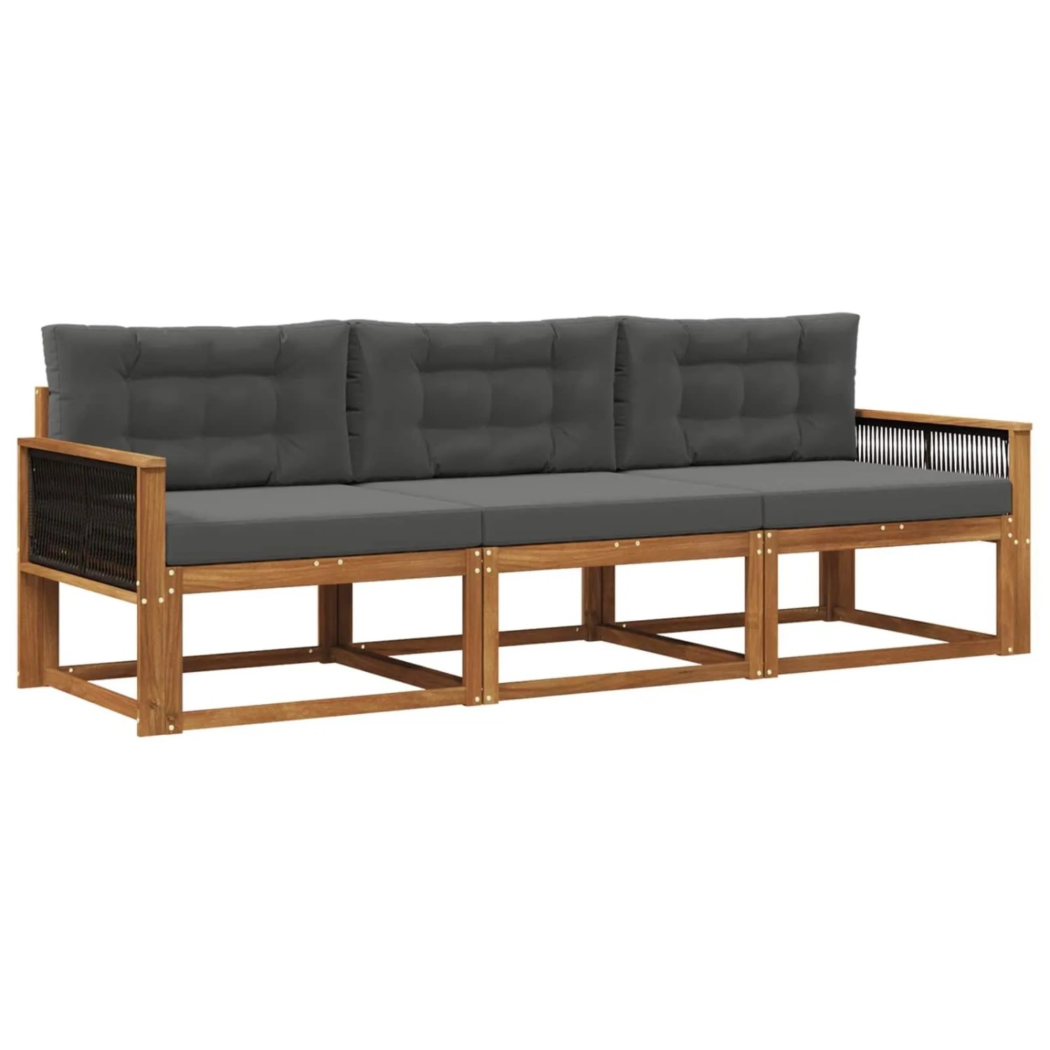 vidaXL Outdoor-Sofagarnitur mit Kissen 3 Stk Natur und Anthrazit 3382305