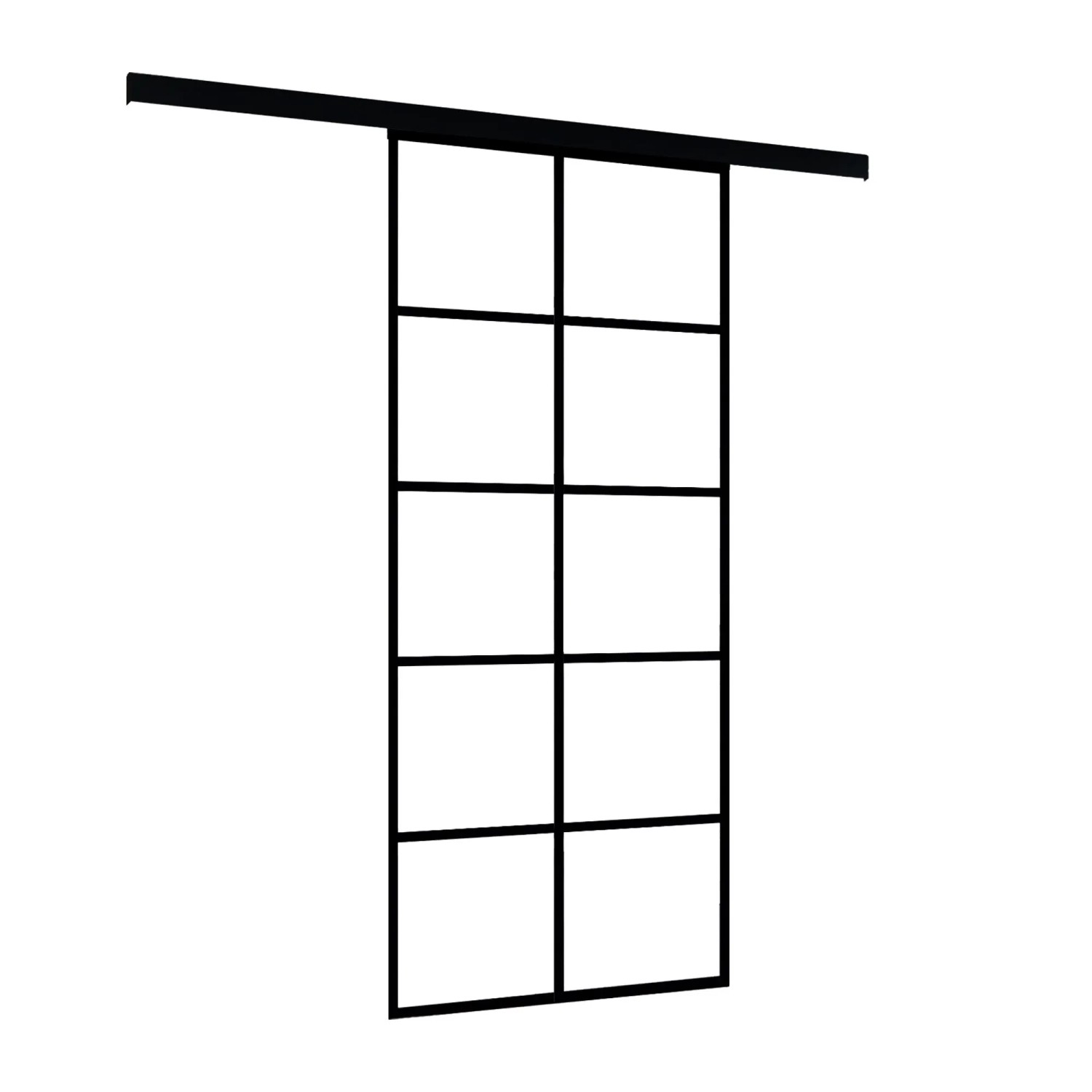 inova Glasschiebetür Klar 10 Felder 1025 x 2200 mm Komplettset in Schwarz m günstig online kaufen