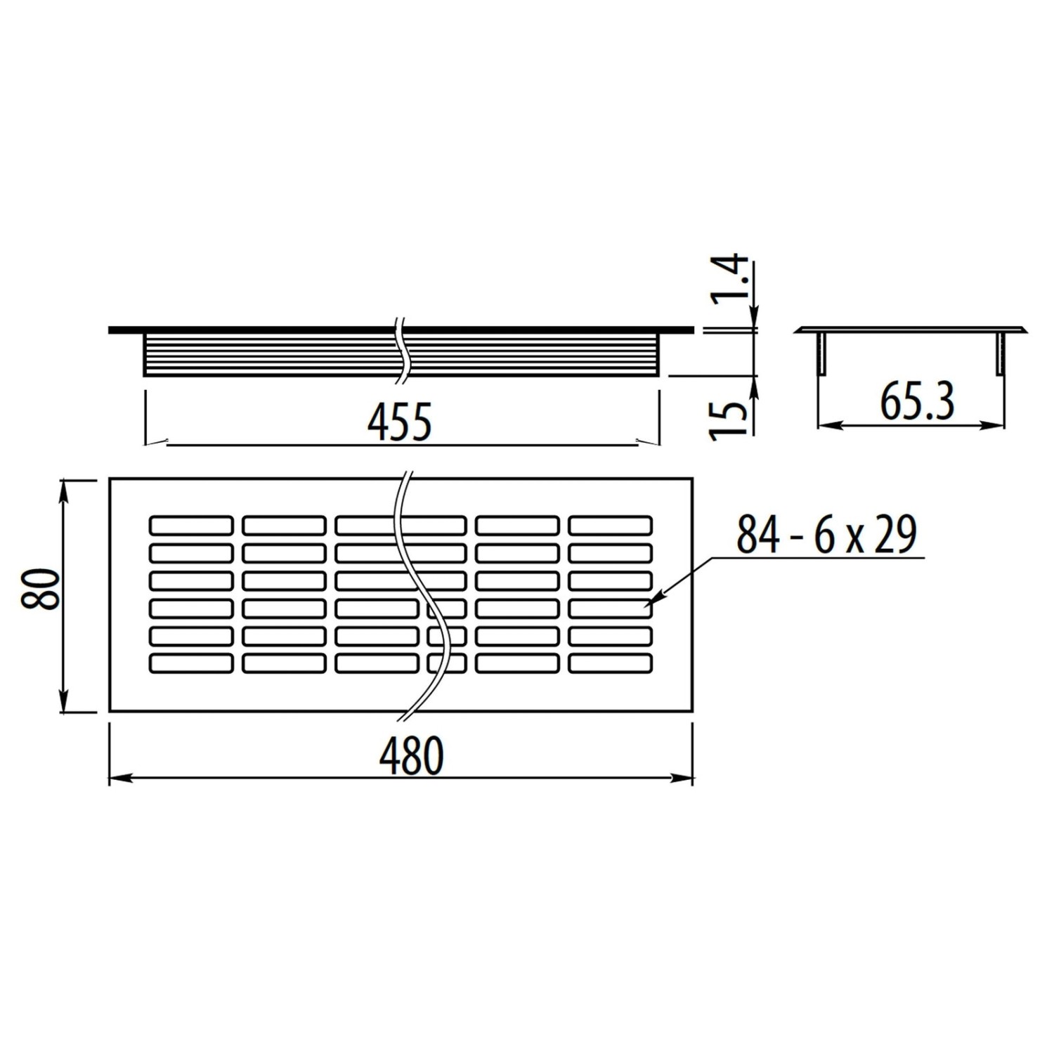 SOTECH Lüftungsgitter Lochblech 480 x 81 mm Weiß RAL9003_4