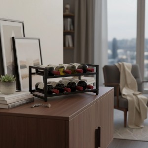 Relaxdays Weinregal Metall Schwarz Für 8 Flaschen 21,5 cm x 42,5 cm x 24,5 cm