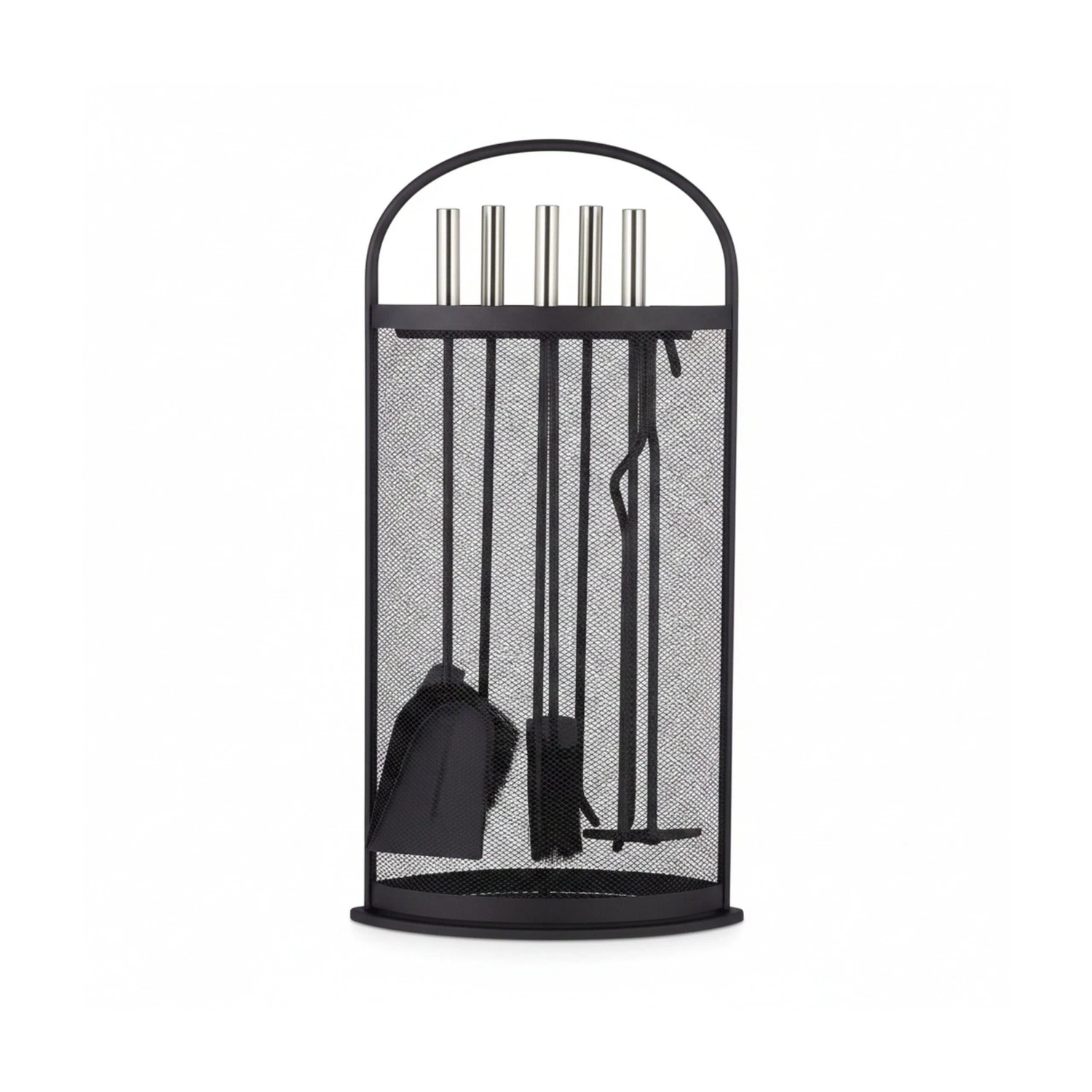Relaxdays Kaminbesteck Stahl Edelstahl Schwarz Silber 66 cm x 23 cm x 15 cm