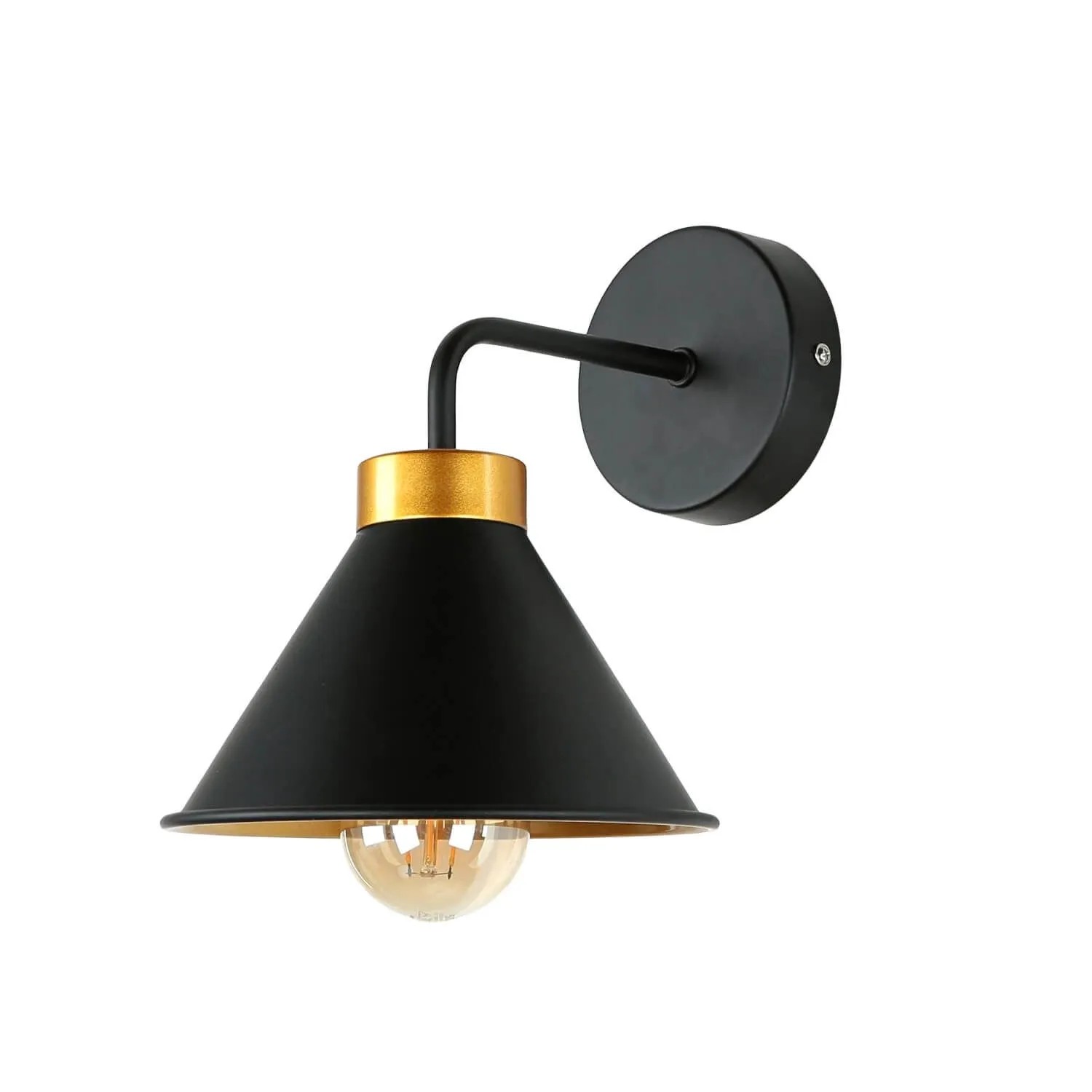 EASYLIGHT Wandleuchte Metall E27 21,5 cm Hoch In Schwarz Gold