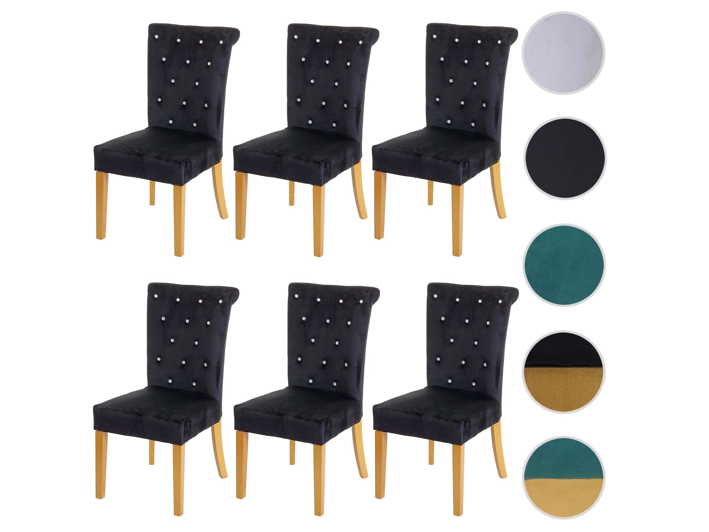 MCW Esszimmerstuhl D22 6er-Set Schwarz Goldfarbene Beine kaufen 