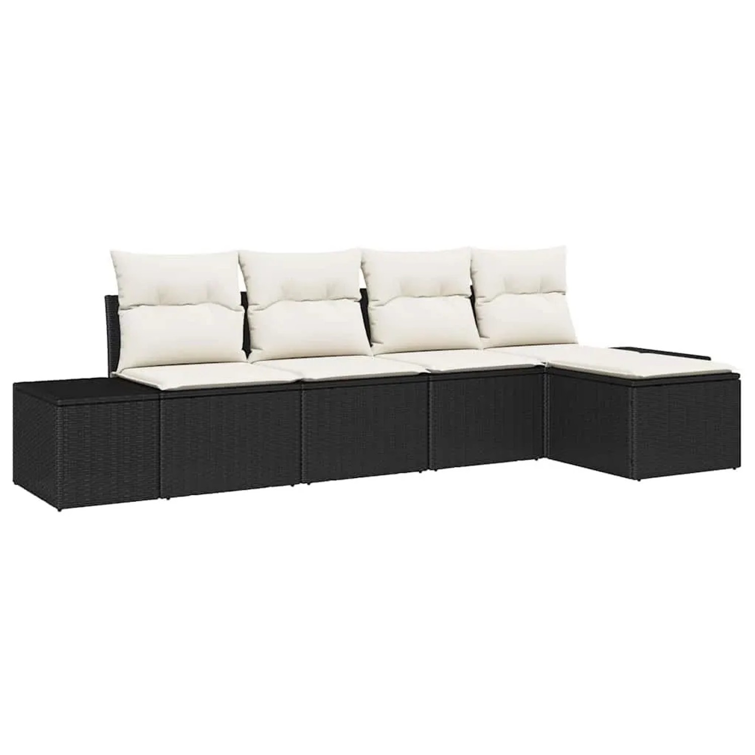 vidaXL Garten-Sofa-Set mit Kissen 5 Tlg Schwarz und Creme Poly-Rattan 3355686