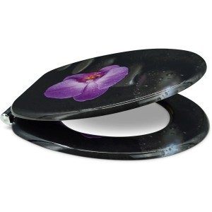 Sanfino WC-Sitz Way of Orchid: Toilettendeckel aus Holz mit Absenkautomatik und Orchideen-Motiv.