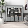 Dunkelgrauer HOMCOM Stoffschrank mit Kleiderstange, Ablagefächern und Schubladen. Praktischer Schrank für Schlafzimmer.