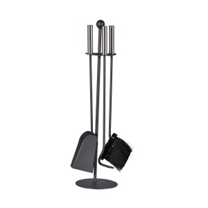 Firefix Kaminbesteck, 4-teilig, Edelstahl, mit Schaufel, Besen und Stocher für Kamin & Ofen.