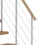 Detailansicht Dolle Mittelholmtreppe Dublin Eiche/Perlgrau mit Edelstahlgeländer.