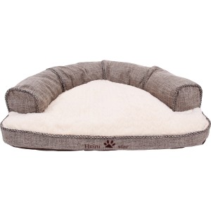 Graues Heim Haustiersofa (75x58x20cm) mit Fellimitat-Liegefläche. Hundecouch mit abnehmbarem Bezug.