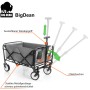 Faltbarer, grauer BigDean Bollerwagen mit Teleskopgriff und Netzfächern, bis 80 kg belastbar.