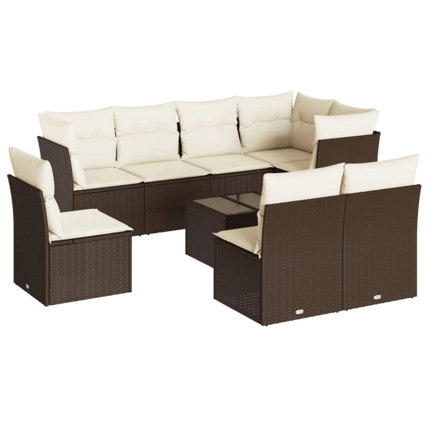 vidaXL 9-Tlg Garten-Sofagarnitur mit Kissen Braun Poly Rattan 3249612 günstig online kaufen