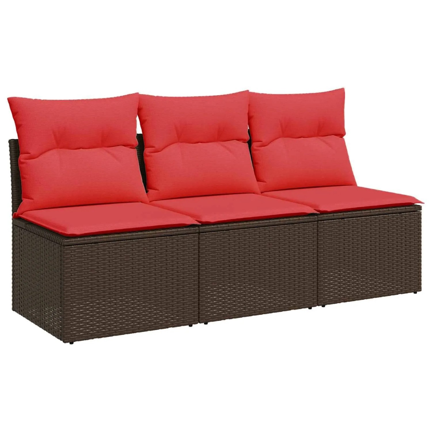 vidaXL Gartensofa mit Kissen 3-Sitzer Braun Poly Rattan 366242