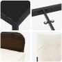 Detailansichten des 5-teiligen Garten-Esszimmer-Sets aus braunem Poly Rattan mit Kissen.