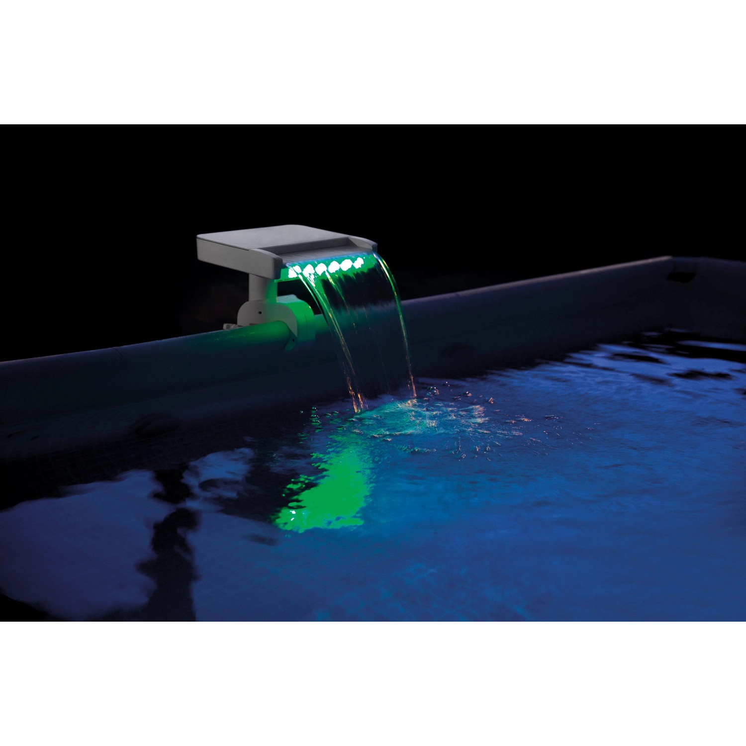 Intex LED Wasserfall Cascadee für Pools mit bunten Lichteffekten.