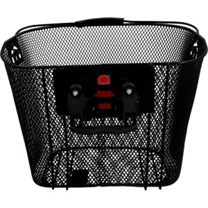 Schwarzer Fischer Fahrrad-Lenkerkorb mit Schnellbefestigung, engmaschig und stabil.