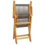Zusammengeklappter grauer Gartenstuhl aus Holz und Polypropylen, Teil des vidaXL Bistro-Sets.