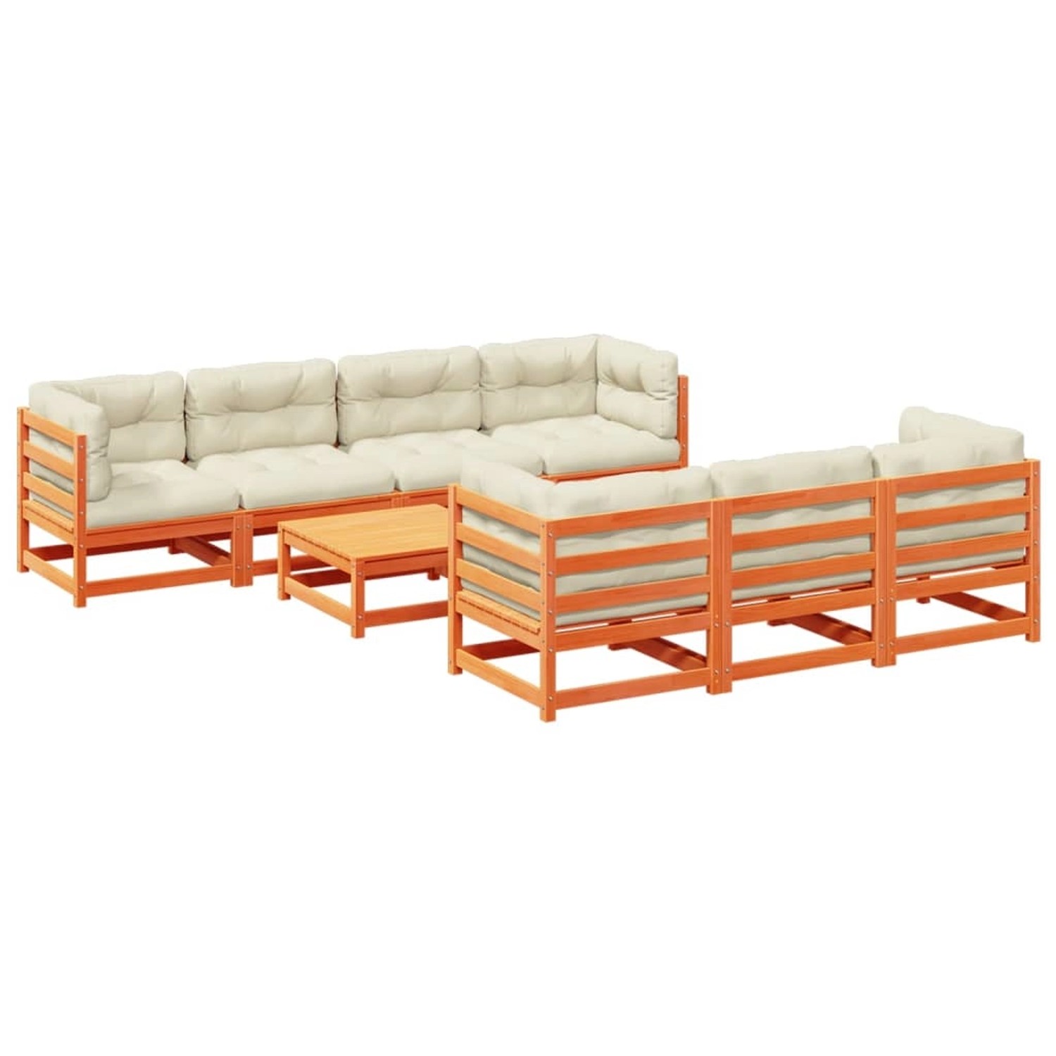 vidaXL 8-Tlg Garten-Sofagarnitur mit Kissen Wachsbraun Kiefernholz 3299325 günstig online kaufen