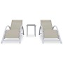 VidaXL Sonnenliegen 2er Set mit Tisch, Aluminium, Cremeweiß. Gartenliegen Set für entspannte Stunden im Freien.