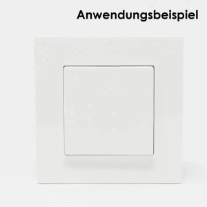 Weißer TEM LOGIQ Abdeckrahmen FLAT, 1-fach, aus glänzendem Kunststoff, für horizontale und vertikale Montage.