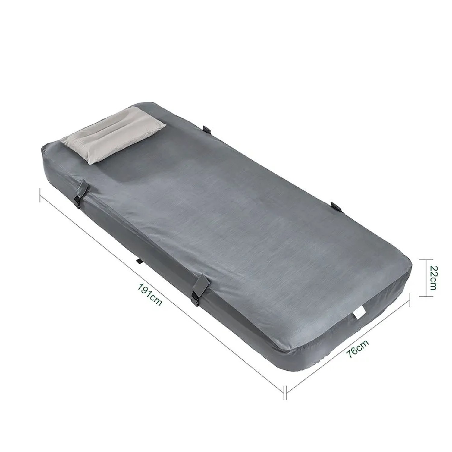 Graue SoBuy Luftmatratze 191x76x22cm mit Kissen, ideal für Camping & Zuhause.