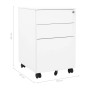 Weißer vidaXL Aktenschrank mit Rollen, 3 Schubladen und Schloss. Ideal für Büro.