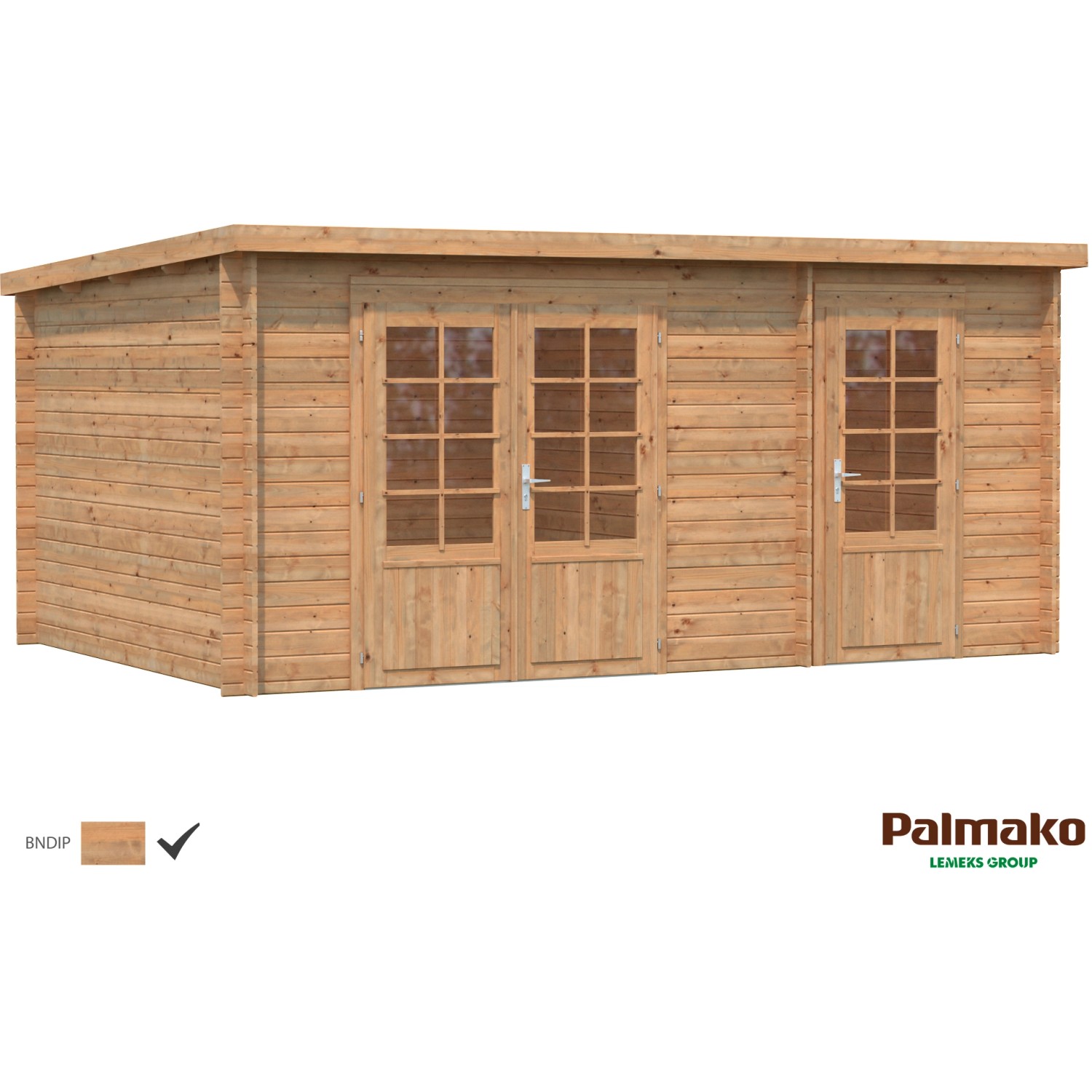 Palmako Ella Holz-Gartenhaus/Gerätehaus Braun Pultdach Tauchgrundiert 470 cm x 300 cm