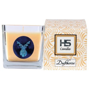 HS Candle Duftkerze Sternzeichen Steinbock im Glas, Vanille Duft für 50 Stunden Brenndauer.