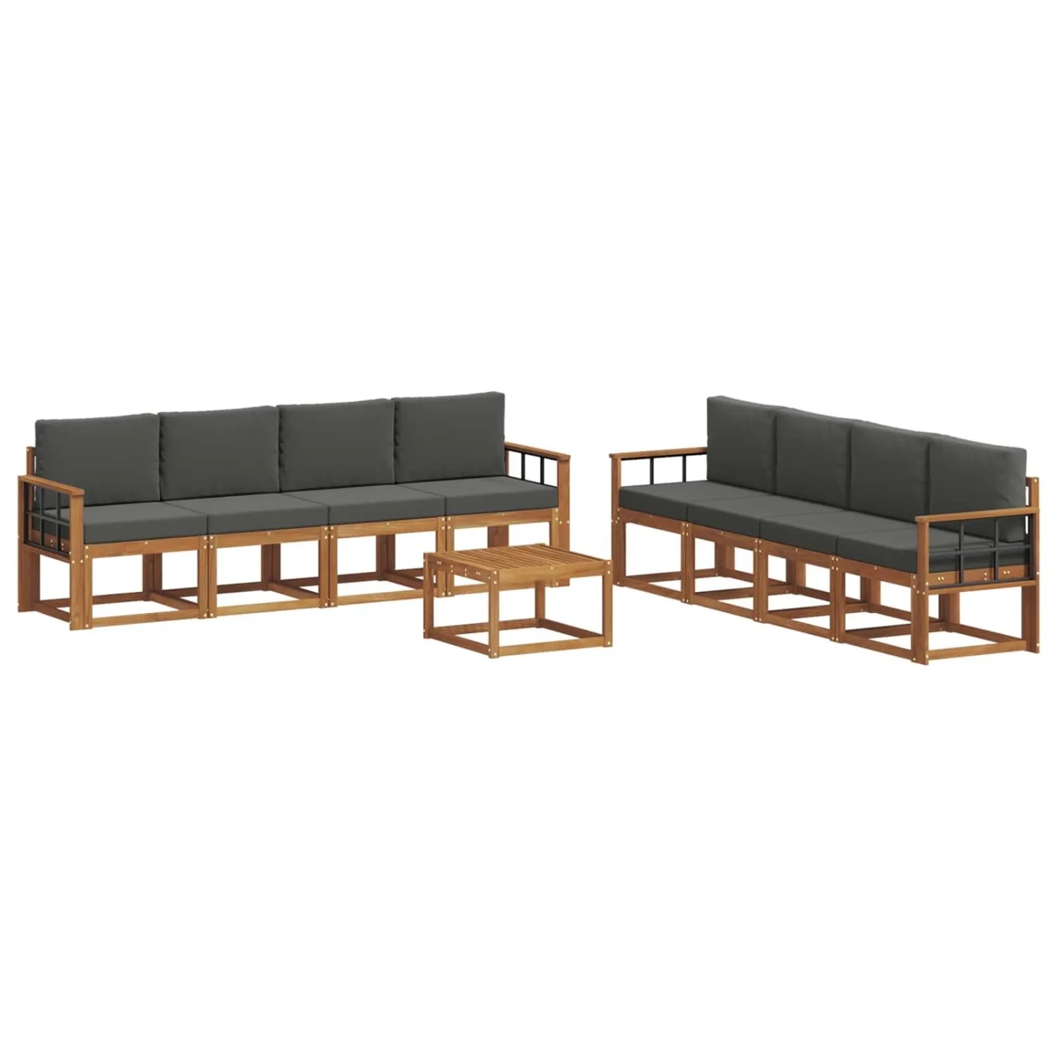 vidaXL Outdoor-Sofagarnitur mit Kissen 9 Stk Natur und Anthrazit 3366195