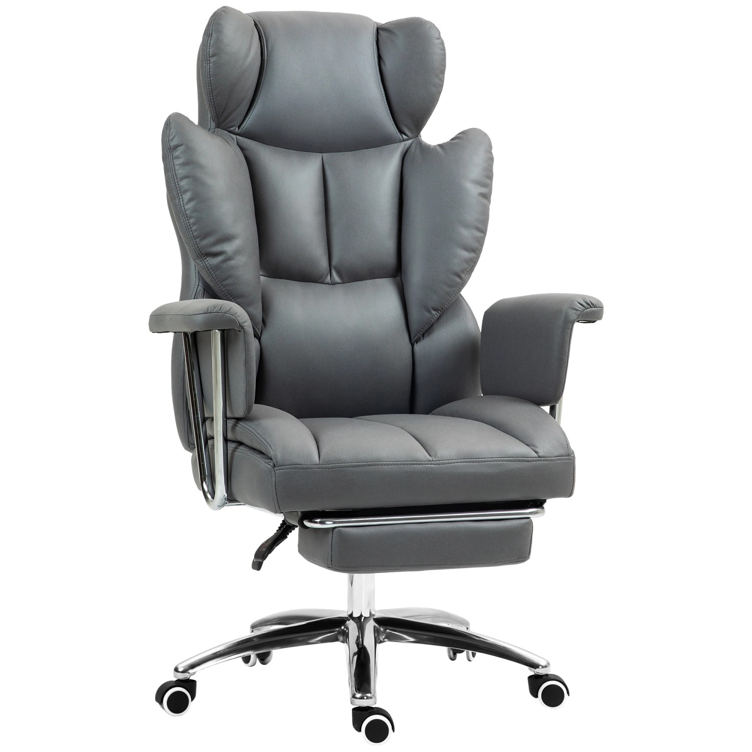 HOMCOM Bürostuhl Mikrofaserstoff Schaumstoff Dunkelgrau 74L x 65B x 120-128 günstig online kaufen