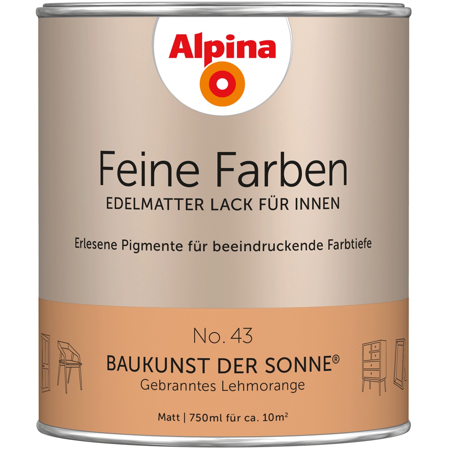Alpina Feine Farben Lack No. 43 Baukunst der Sonne® Orange edelmatt 750 ml