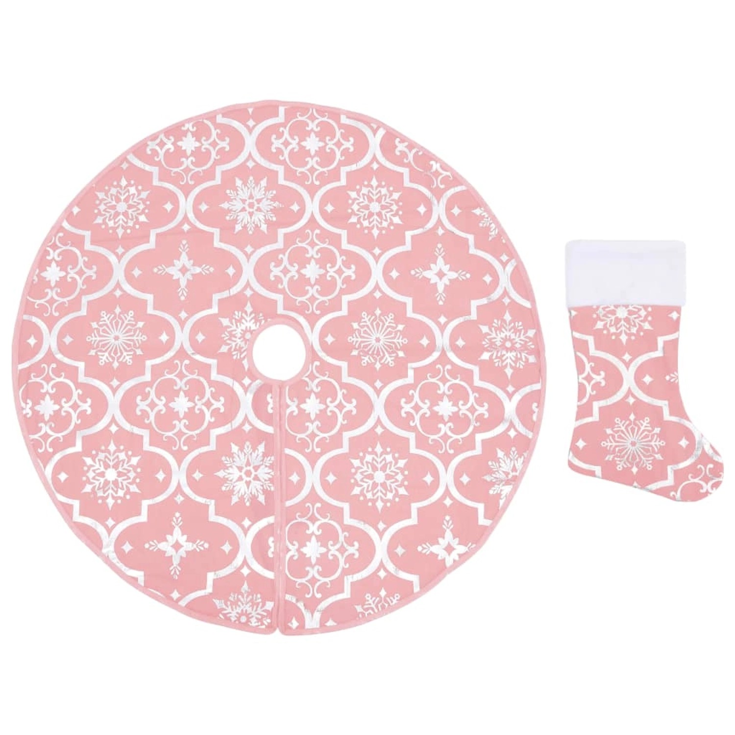 vidaXL Luxus-Weihnachtsbaumdecke mit Socke Rosa 90 cm Stoff