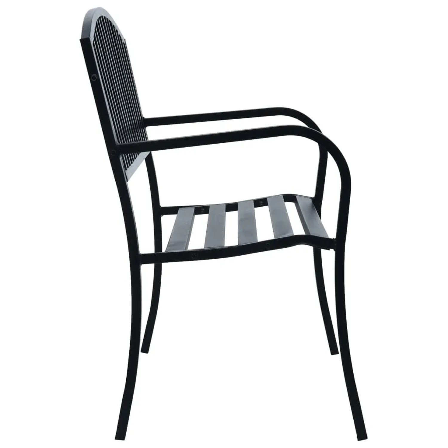 VidaXL Gartenbank, Stahl, schwarz, 125 cm breit. Klassische Sitzbank für Garten und Terrasse.