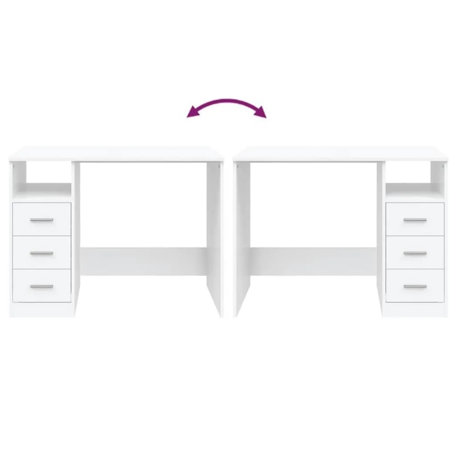 vidaXL Schreibtisch mit Schubladen Weiß 102x50x76 cm Holzwerkstoff 823032_7