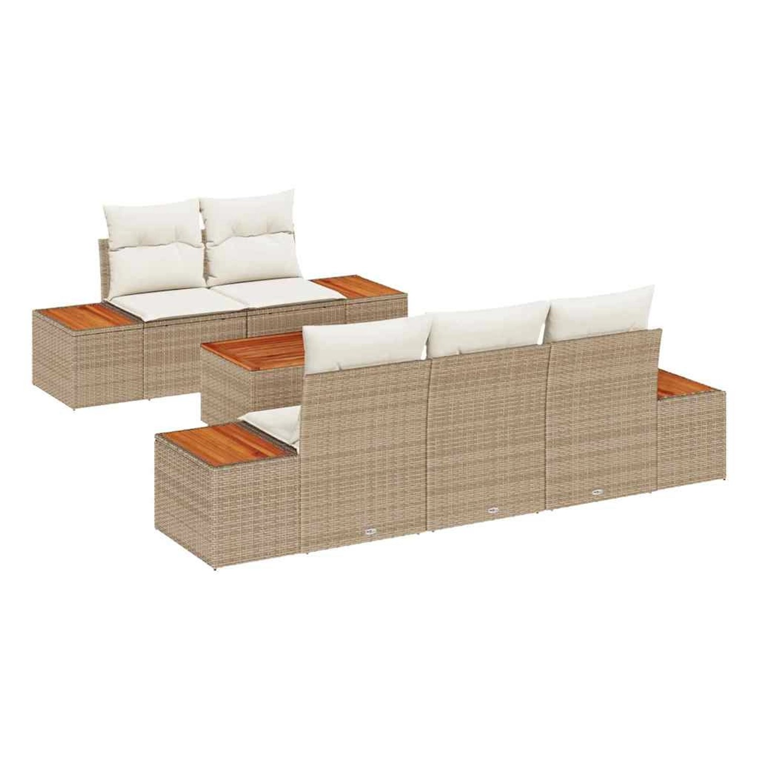 vidaXL Garten-Sofa-Set mit Kissen 6-Tlg Beige Poly Rattan 3348027 günstig online kaufen