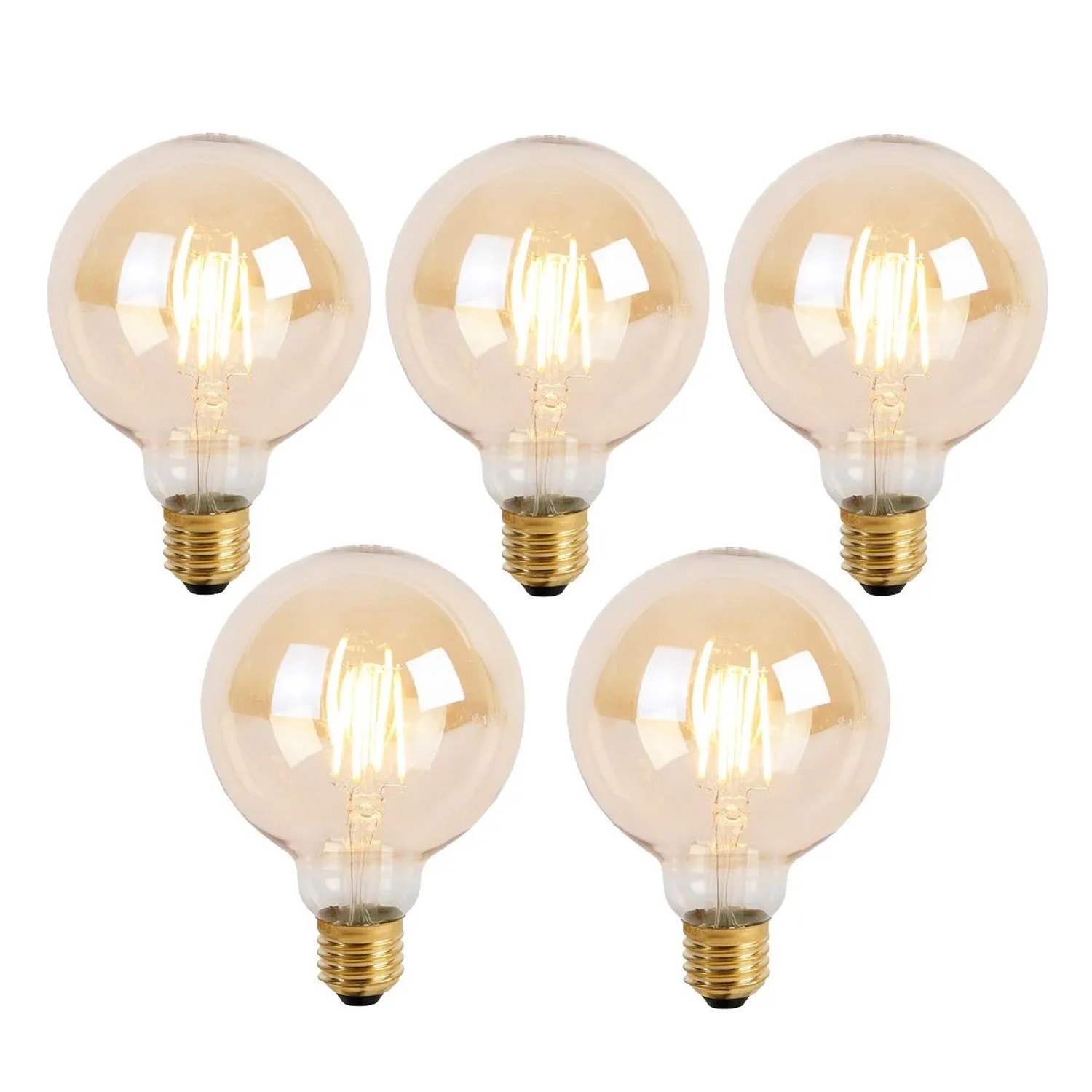 LUEDD 5er Set E27 3 Stufen Dimmbar LED Glühbirnen G95 Goldline 5W 530lm 2200K