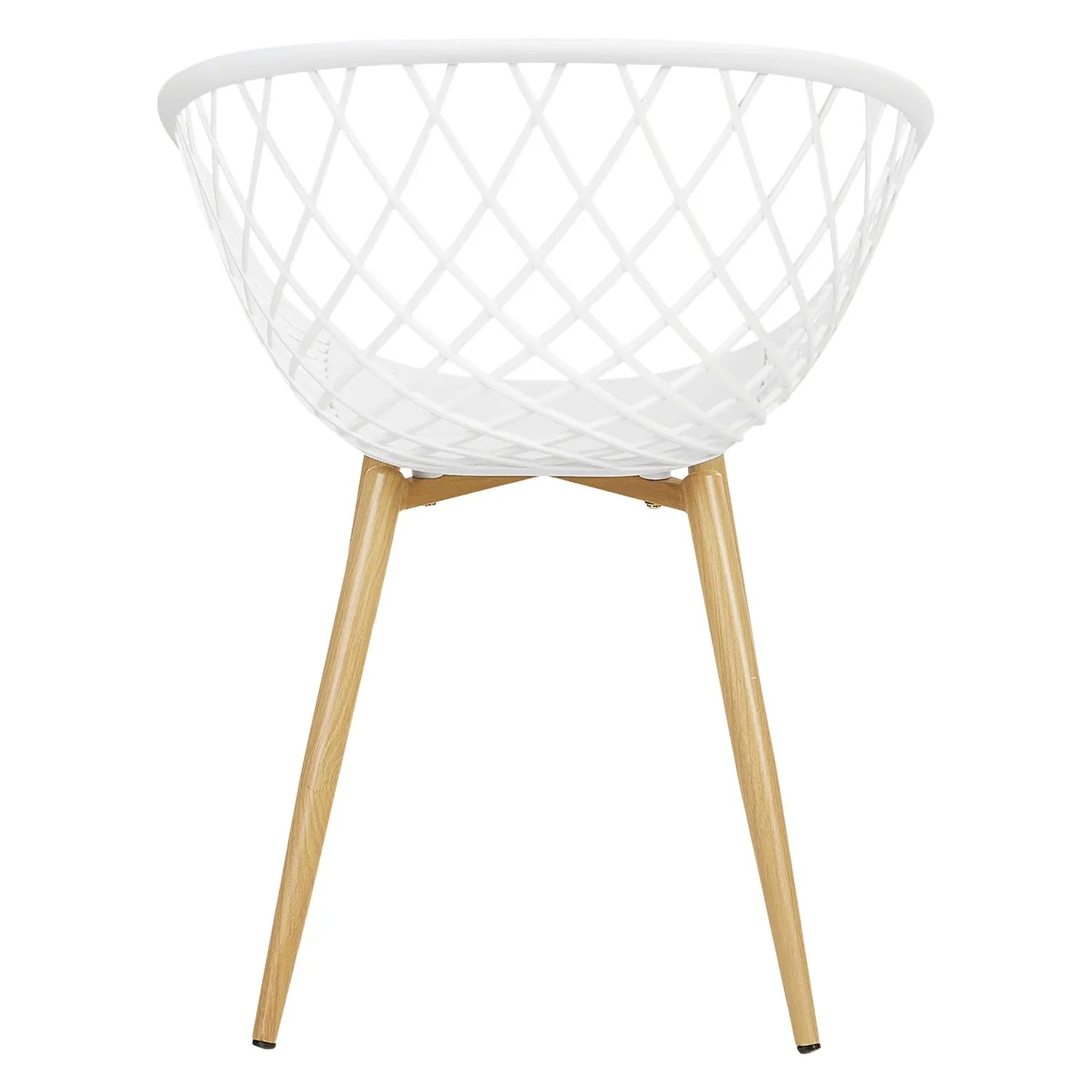 Weißer Homestyle4u Gartenstuhl im 2er Set mit Holzoptik-Beinen.