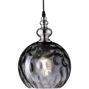 Fischer & Honsel Pendelleuchte Uller, schwarz, Rauchglas, Durchmesser 20cm.