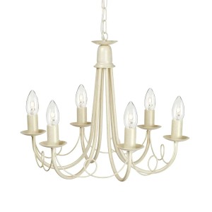 Licht-Erlebnisse Kronleuchter 5-Flammig Breite 48 cm Creme-Gold