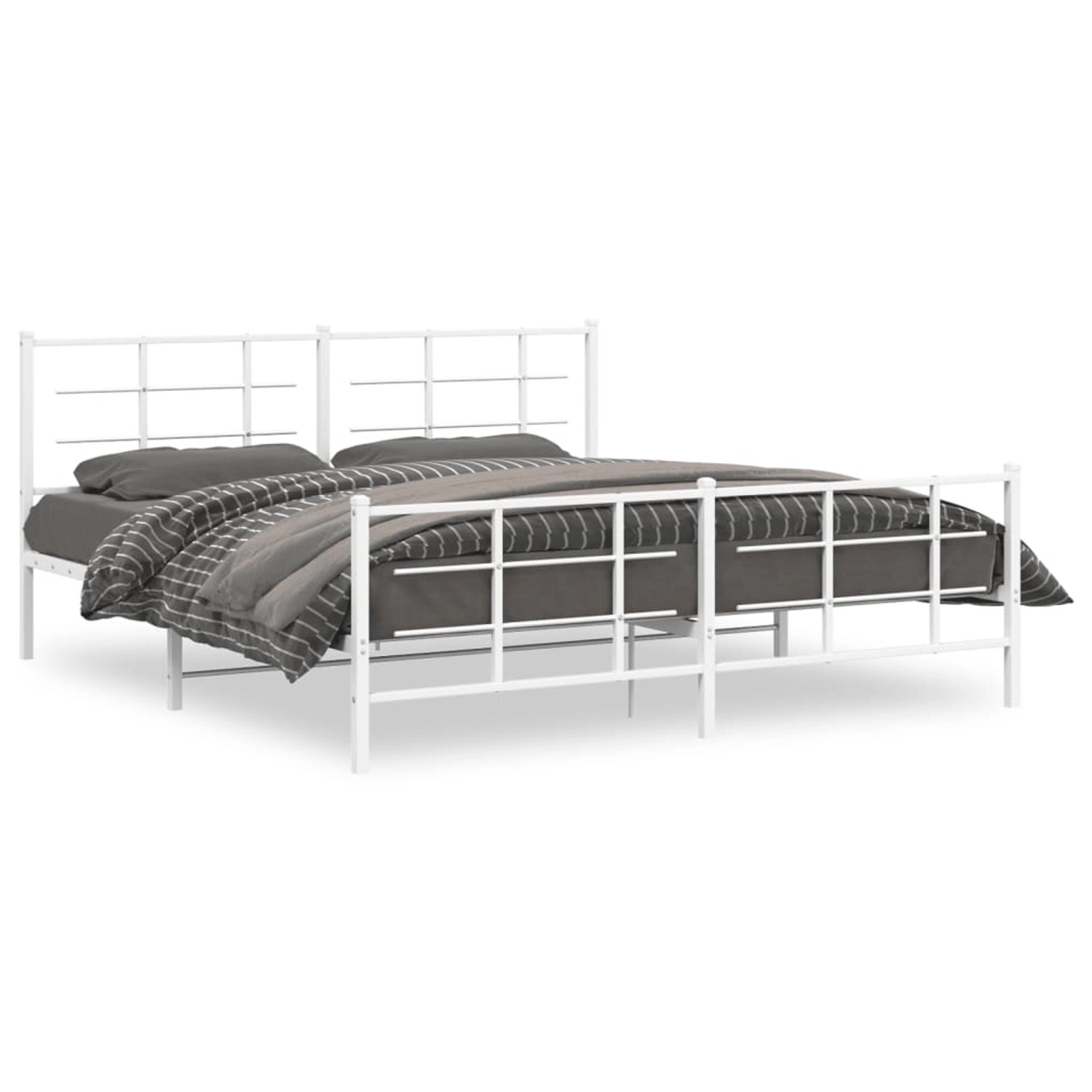 vidaXL Bettgestell mit Kopf- und Fußteil Metall Weiß 183x213 cm 355633 günstig online kaufen