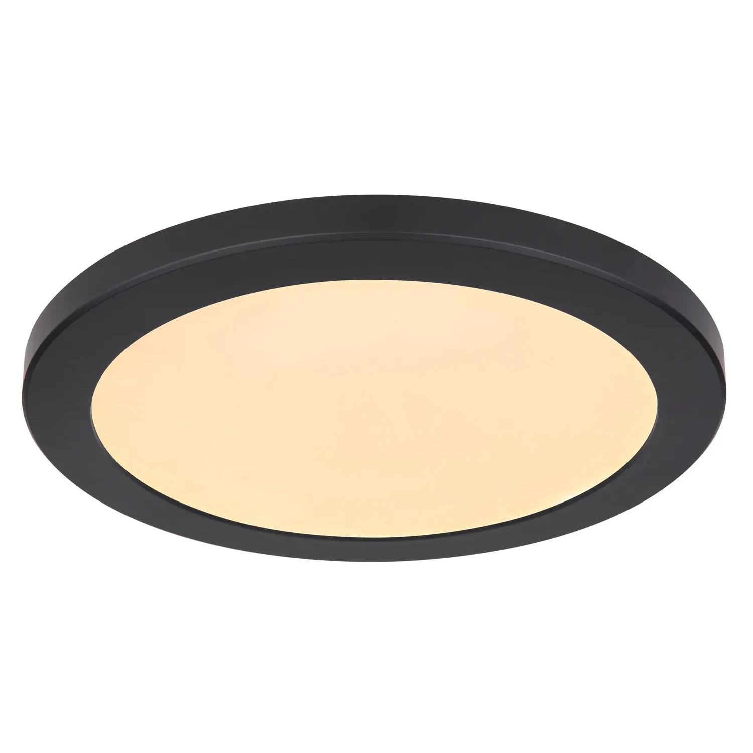 Schwarze LED-Deckenleuchte Lasse, Ø 29,8 cm, mit runder Form und warmweißem Licht.