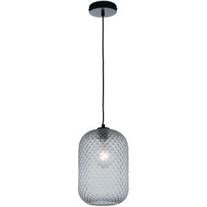Graue Luce Design Pendelleuchte Ashford mit Kristallglas und E27 Fassung.