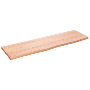 Helle, rechteckige vidaXL Waschtischplatte aus behandeltem Massivholz (Eiche) mit Naturkante.